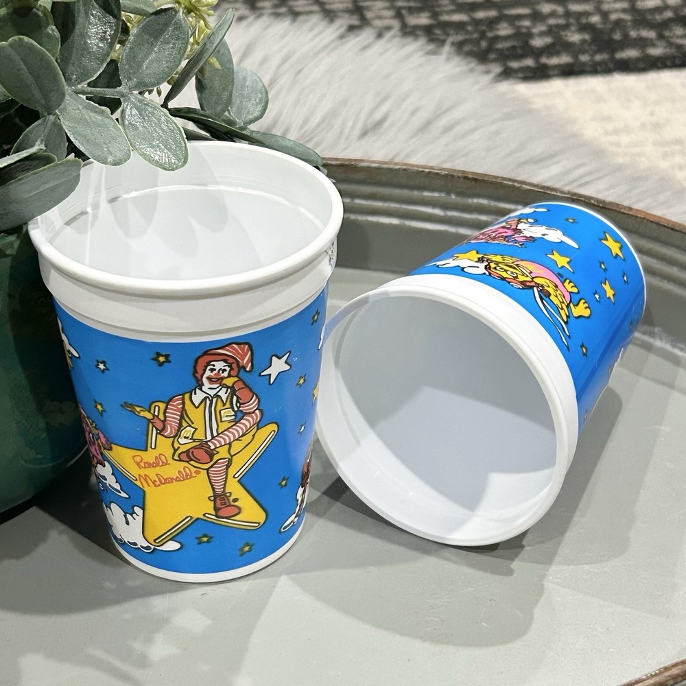 Vintage McDonalds Plastic‎ Drinking Cups Set Of Two (2) From Year 1988